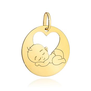 Zawieszka złota kółeczko z sercem i dziecko FUG6-Z00656-585