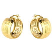 Kolczyki złote szerokie kółka z greckim wzorem FUG7-4-K00677-2