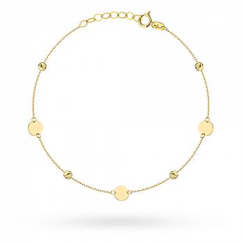 Bransoletka złota na nogę z pełnymi kółkami i kulkami na nogę FUG2-21-B00826-2