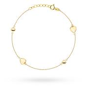 Bransoletka złota wypukłe serca i kółka FUG2-17-B00989-2