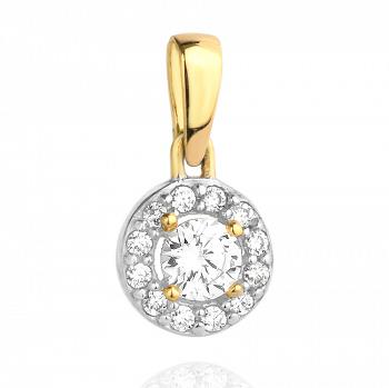 Zawieszka złota okrągła z białymi kamieniami FUG6-25-Z00232-2
