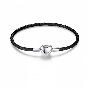 Bransoletka modułowa serce ekoskóra czarna • FUG0955