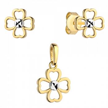 Komplet kolczyki i zawieszka koniczynka FUG9-25-S00025-2