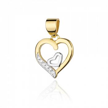 Zawieszka serce z żółtego złota z brylantami 0.05 FS24-585-B0.05