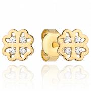 Kolczyki złote czterolistna koniczyna z cyrkoniami FUG7-25-K00795-2