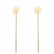 Kolczyki złote przewlekane koniczynki FUG7-4-K00960-2