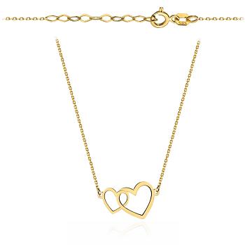 Naszyjnik złoty dwa serca FUG3-N00612-375
