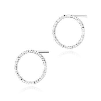 Kolczyki z białego złota kółka z brylantami FKO-442-B585-B0.40