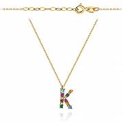 Naszyjnik złoty celebrytka literka K z kolorowymi kamieniami FUG3-4-CN00279-2