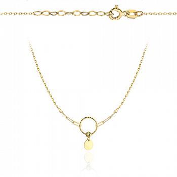 Naszyjnik złoty celebrytka pełne kółko na ringu FUG3-4-N00393-2