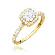 Pierścionek zaręczynowy złoty z cyrkoniami