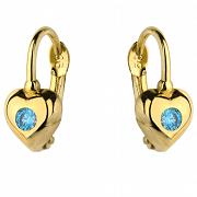 Kolczyki złote serca z niebieskimi cyrkoniami FUG7-25-K00600-2