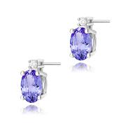 Kolczyki  z białego złota z tanzanitami i brylantami FKO-001-B585-TA0.80/0.03