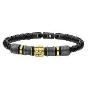 Bransoletka męska skórzana, stal szlachetna BA882PG