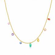 Naszyjnik choker stal szlachetna z kolorowymi kamieniami  FUGTGN1029