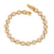 Bransoletka damska tennis złota z białymi kamieniami FUGJDB0112063