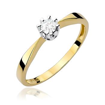 Pierścionek zaręczynowy z żółtego złota z diamentem laboratoryjnym 0.15ct