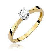 Pierścionek zaręczynowy z żółtego złota z diamentem laboratoryjnym 0.15ct