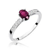 Pierścionek zaręczynowy z brylantami i rubinem 0.05