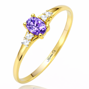 Pierścionek zaręczynowy złoty z fioletową cyrkonią XFP1832F