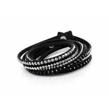 Bransoletka damska czarna Alcantra z kryształami 