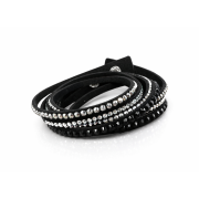 Bransoletka damska czarna Alcantra z kryształami 