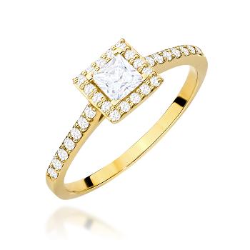 Pierścionek zaręczynowy z żółtego złota z brylantami 0.50ct