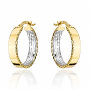 Kolczyki złote kółka wewnętrznie diamentowane w dwóch kolorach złota FUG7-17-K01270-2