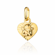 Medalik złoty z aniołkiem w diamentowanym sercu FUG5-15-M00128-2