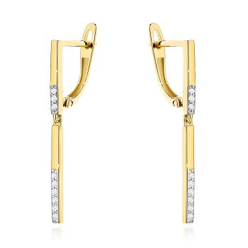 Kolczyki złote wiszące pałeczki z cyrkoniami FUG7-K01804-585