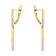 Kolczyki złote wiszące pałeczki z cyrkoniami FUG7-K01804-585