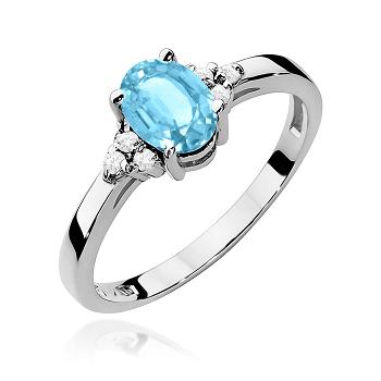 Pierścionek zaręczynowy z brylantami i topazem 0.05ct