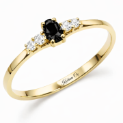Pierścionek zaręczynowy złoty z czarną cyrkonią XFP1832CZ