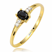 Pierścionek zaręczynowy złoty z czarną cyrkonią XFP1832CZ