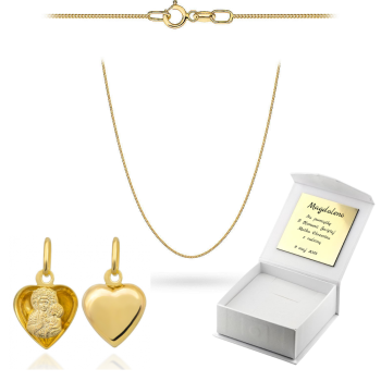 Złoty medalik z łańcuszkiem Singapur komplet prezent Komunia Chrzest