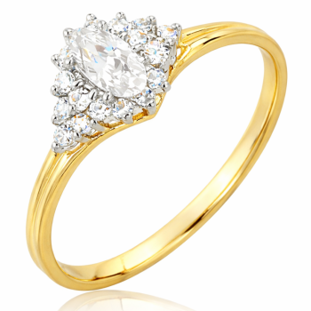 Pierścionek zaręczynowy z dwukolorowego złota z cyrkoniami 