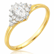 Pierścionek zaręczynowy z dwukolorowego złota z cyrkoniami 