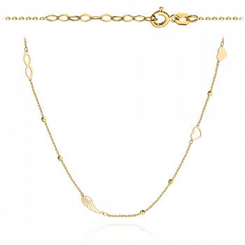 Naszyjnik złoty celebrytka nieskończoność, kulki, skrzydło i serce FUG3-25-CN00257-2