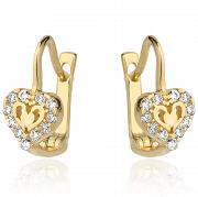 Kolczyki złote serduszka z cyrkoniami na angielskim zapięciu FUG7-23-K00869-2