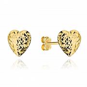 Kolczyki złote diamentowane serce na sztyfcie FUG7-17-K01049-2