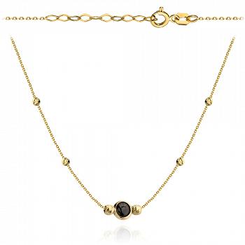 Naszyjnik złoty celebrytka kulki i czarny kamień FUG3-4-CN00292-2