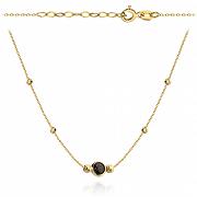 Naszyjnik złoty celebrytka kulki i czarny kamień FUG3-4-CN00292-2