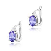 Kolczyki z białego złota z tanzanitami i brylantami FKO308-B585-TA1.40/0.05