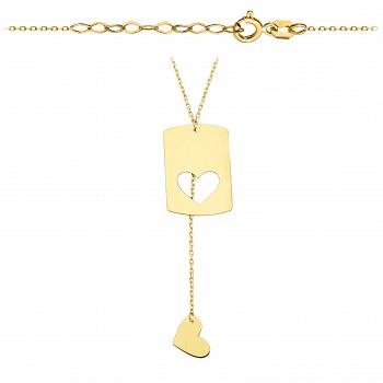 Naszyjnik złoty celebrytka blaszka z wyciętym sercem wiszącym na łańcuszku FUG3-21-CN00270-2