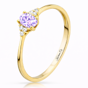 Pierścionek zaręczynowy złoty z lawendową cyrkonią XFP2052L