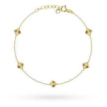 Bransoletka złota z małymi diamentowanymi koniczynkami FUG2-B01150-585