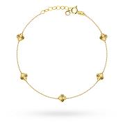 Bransoletka złota z małymi diamentowanymi koniczynkami FUG2-B01150-585