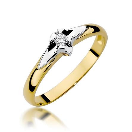 Pierścionek zaręczynowy z żółtego złota z brylantem 0.04ct