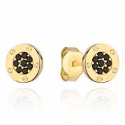 Kolczyki złote kółko z czarnymi cyrkoniami FUG7-25-K01024-2