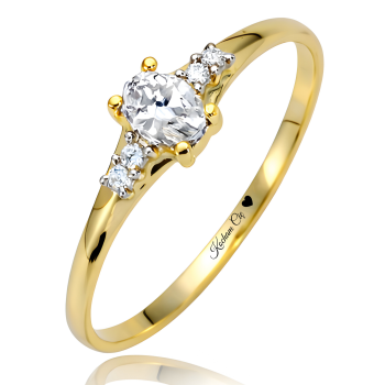 Pierścionek zaręczynowy złoty z białą cyrkonią XFP1832